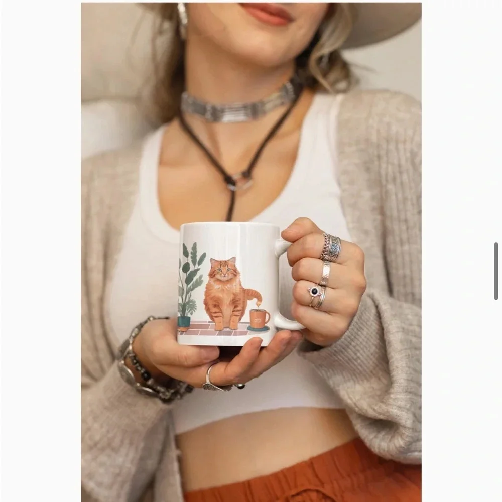 NIB Orange Cat Lovers Mug